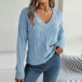 thumbnail image 1 of Amidoa V-Neck Womens Sweaters Blue Long Sleeve Cable Knit Lightweight Elegant Sweaters Cardigans for Women L, 1 of 7