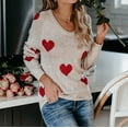 thumbnail image 1 of Amidoa White Sweaters for Women V-Neck Valentines Long Sleeve Long Heart Lightweight Sweaters Womens Sweaters XL, 1 of 9