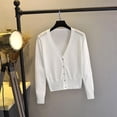 thumbnail image 1 of Amidoa White Women's Sweaters Cardigan Long Sleeve Button up Solid Cozy Light Cardigans Womens Sweaters Cardigan XL, 1 of 5