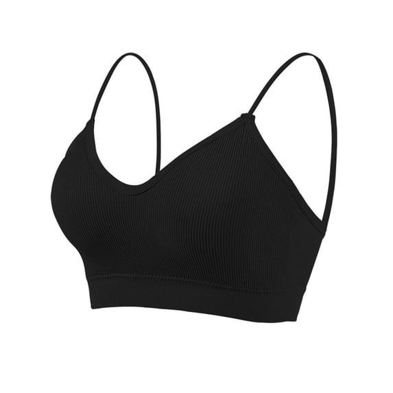 Amidoa Wire-Free Bras for Older Women T-Shirt Black Sports Solid Bandeau Lingerie for Women Free Size