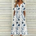 thumbnail image 1 of Amidoa Woman Dresses V-Neck Off the Shoulder Short Sleeve Ruffled Smocked Cutout Sundress Sun Dresses Woman, 1 of 5