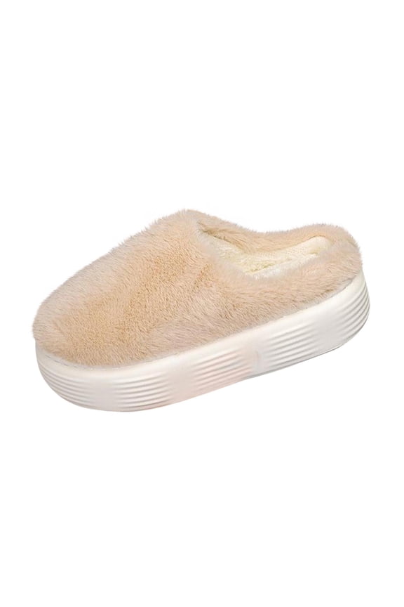 Womans Slippers House Beige Bedroom Fuzzy Warm Memory Foam Winter Home Slippers Womens Flip Flops 36