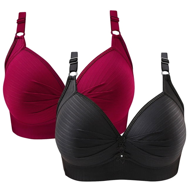 Amidoa Women Bras Plus Size Full Coverage Heavy Breast Strapy 2 Pcs Bra ...