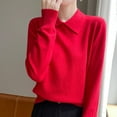 thumbnail image 1 of Amidoa Women Sweater Long Sleeve Red Workout Lightweight Classic Solid Collared Sweaters Womens Cardigans M, 1 of 6