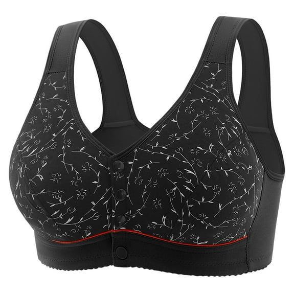Amidoa Women's Bras Wire-Free Front-Close Floral Bra Brasiers Women 36