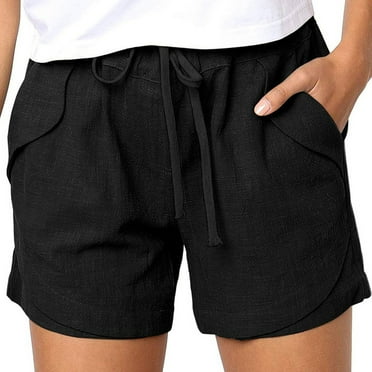 Amidoa Women's Shorts Elastic Waist Summer Drawstring Shorts Womens Capri Leggings