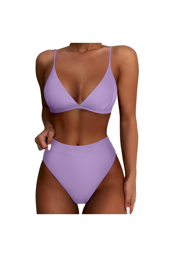 Women's Tankini Swimsuits Solid Push-up Cheeky High Waist Bikini Sets Beach Wear for Women