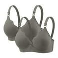 thumbnail image 1 of Amidoa Womens Bras Gray Wire-Free Heavy Breast Seamless 2 Pcs Solid Bras Women's Lingerie L, 1 of 8