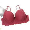 thumbnail image 1 of Amidoa Womens Bras Lace Seamless Push-up Red Cheeky Solid Bra Brasiers Women XXL, 1 of 3