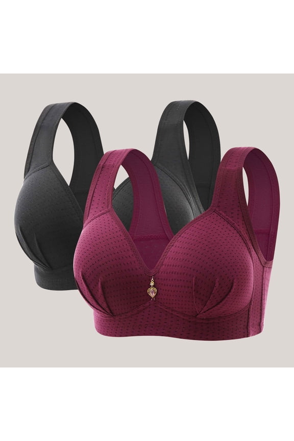 Womens Bras Large Bust Push-up Wire-Free 2 Pcs Solid Bras Brasieres for Womens 36