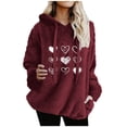 thumbnail image 1 of Amidoa Womens Hoodies Red Cute Fleece Long Sleeve Hoodies Pocket Drawstring Graphic Winter Clothes Shirts for Women XXXL, 1 of 6