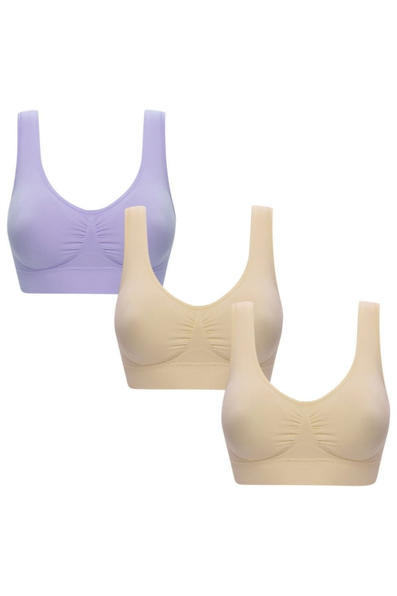 Womens Sports Bra Smoothing Wire-Free 3 Pcs Sports Bra Brasiers Women Plus