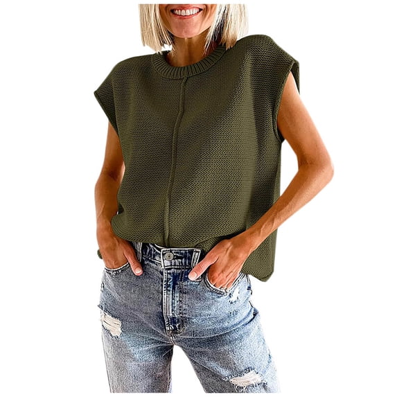 Amidoa Womens Sweaters Crochet Green Short Sleeve Oversized Light Fashion Solid Sweaters Womens Cardigan Sweaters L