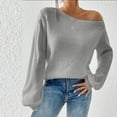 thumbnail image 1 of Amidoa Workout Women Sweater Gray Knit Long Sleeve Round Neck Solid Loose Sweaters Women's Cardigans/Sweaters L, 1 of 4