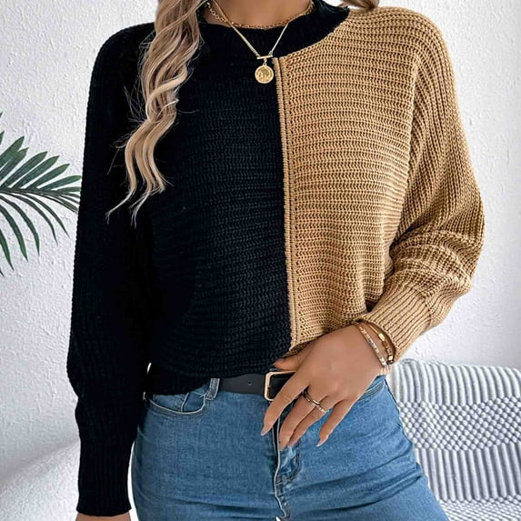 Amidoa Yellow Sweater Tops for Women Long Sleeve Crochet Colorblock Lightweight Pullover Sweaters Women's Cardigans L