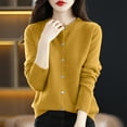 thumbnail image 1 of Amidoa Yellow Sweaters for Women 2025 Button up Cardigan Long Sleeve Light Knit Solid Cardigans Womens Cardigans L, 1 of 3