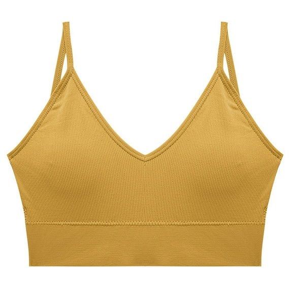 Amidoa Yellow Womens Bras Beauty Back Sport Push-up 18-Hour Ultimate Lift Solid Bandeau Bralettes for Women L