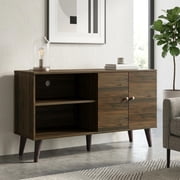 Amidon TV Stand for TVs up to 47.3" with Storage Shelves and Cabinet, Modern Entertainment Center in Walnut