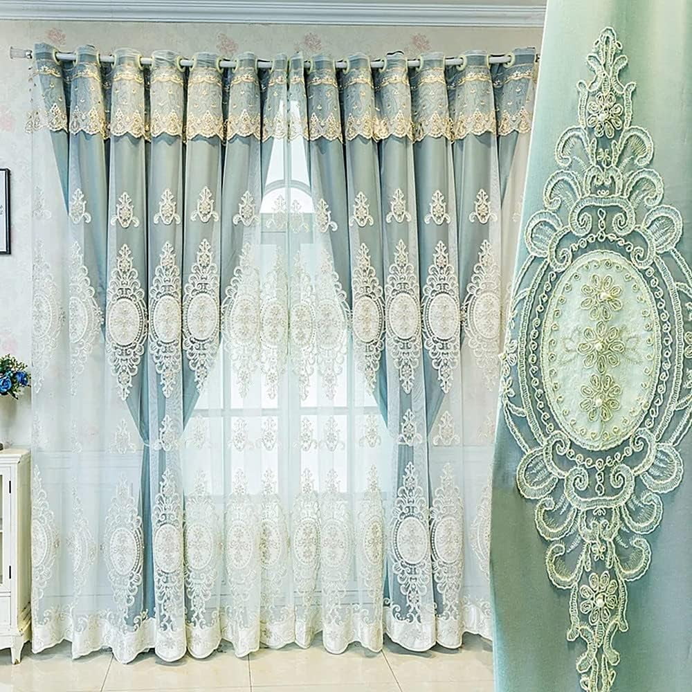 Rémy luxury velvet embroidered valance - Green - Discover Curtains