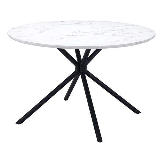 ZUO Amiens MDF Laminate Top with Marble Print Dining Table in White