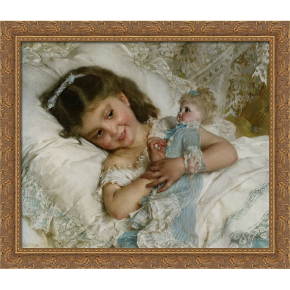Amies 32x28 Large Gold Ornate Wood Framed Canvas Art by Emile Munier