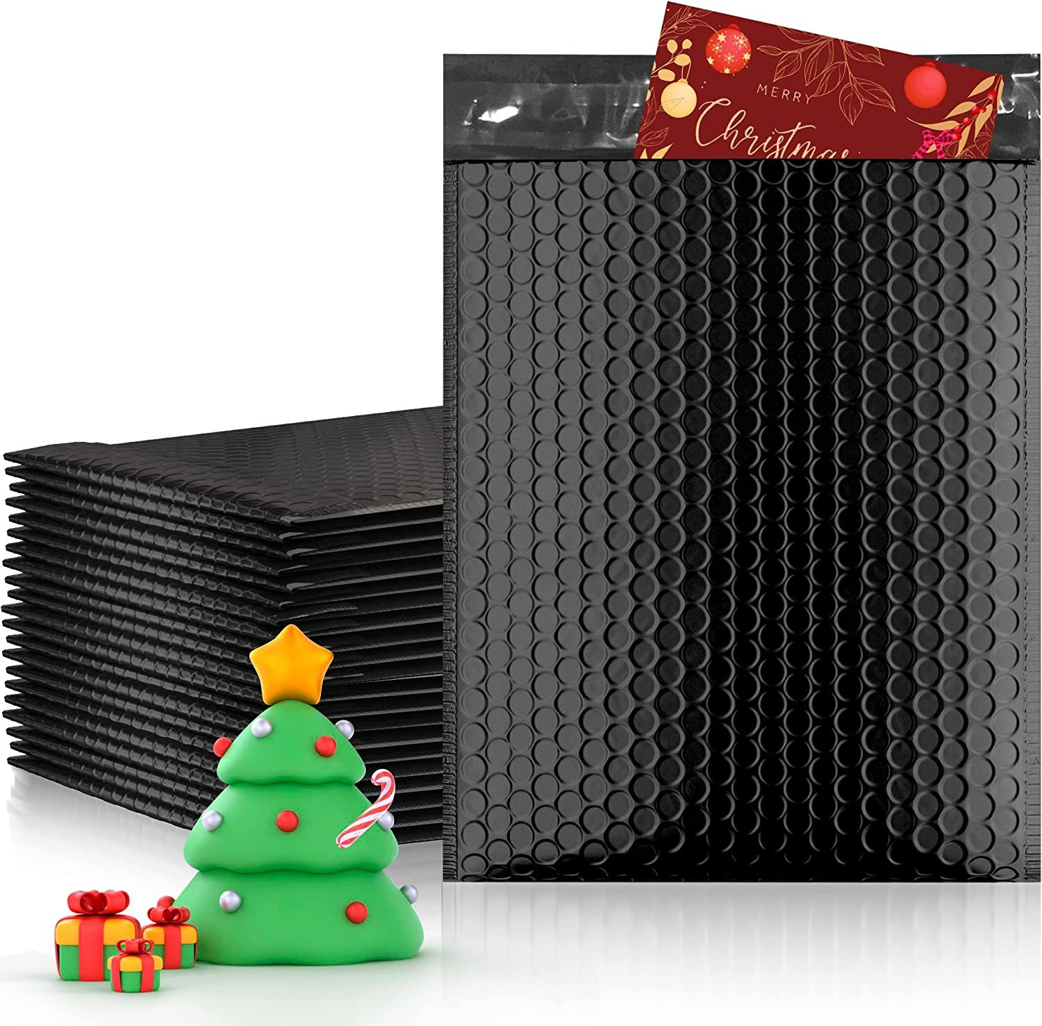 Amiff Poly Bubble Mailers 4 x 7, Black Bubble Poly Mailers 25 Pack, Waterproof Padded Shipping