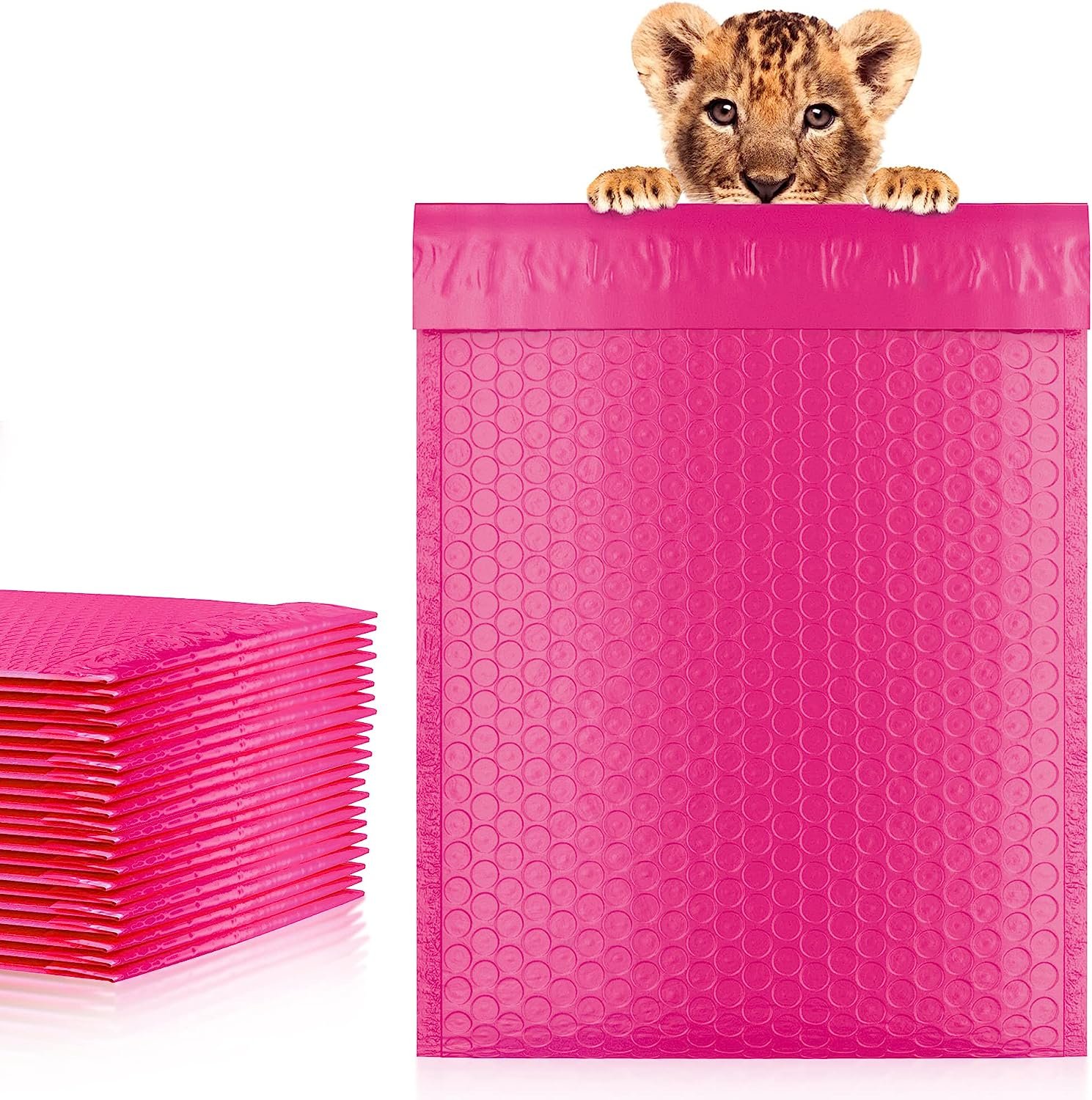 Amiff Poly Bubble Mailers 8.5 x 11, Pink Bubble Poly Mailers 25 Pack, Waterproof Padded Shipping