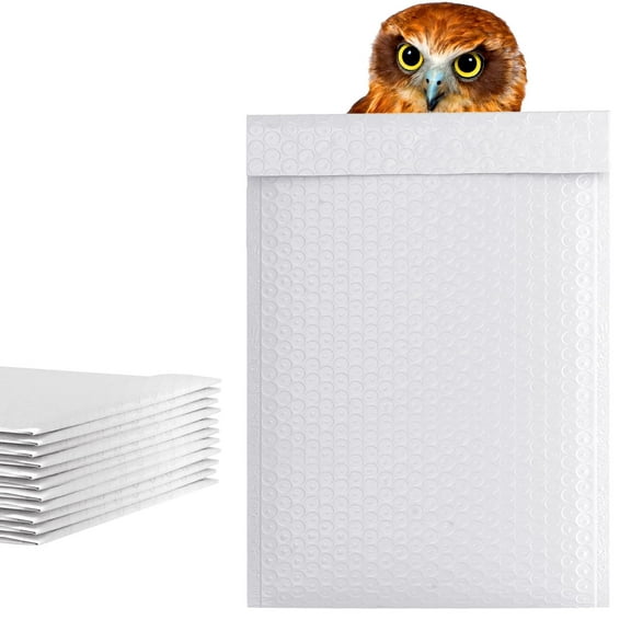 White Poly Bubble Mailers Self Seal, 8.5 x 11 Inch. Pack of 10 Bubble Packaging Envelopes for Shipping. Durable Padded Envelopes Waterproof. Self Seal Padded Mailers. Shipping Packages