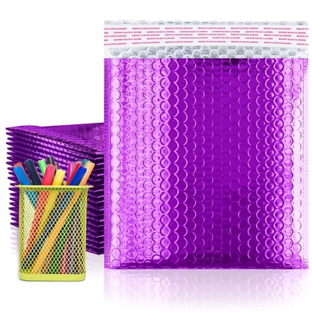 Metallic Bubble Mailers with Self Seal Closure and 3/16 Inch Cushioning in Purple, 250 count, 6 x 6.25 inch