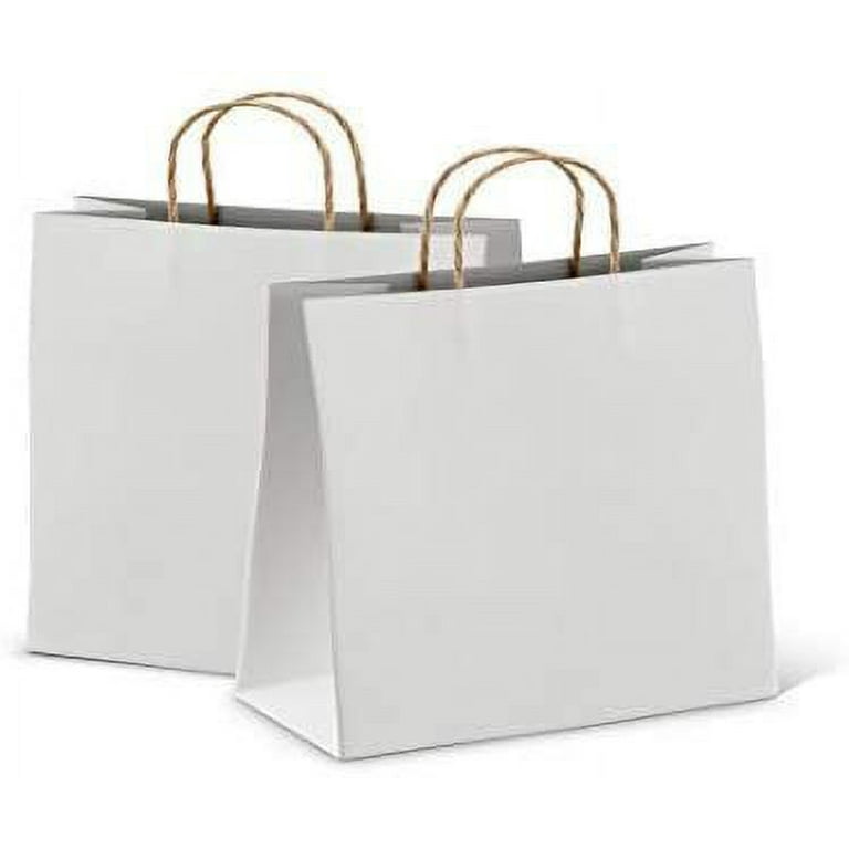White Paper Bags with Handles - 8X4X10 Inch 50 Pack Small Kraft Shopping  Bags, C 