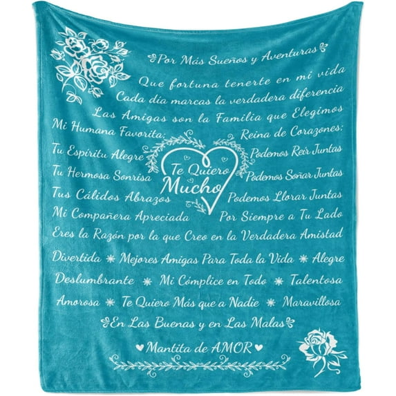Amiga Gift Blanket, Regalo Personal Cumpleaños San Valentín Navidad de Amistad, Flannel Fleece Bed & Throw Cover Filled with Appreciation Love Words, 50" x 60", Mustard