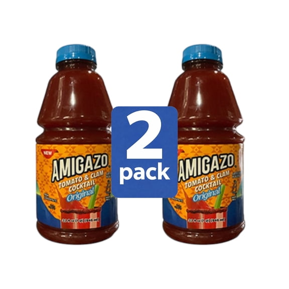 Amigazo Tomato & Clam Cocktail Original, 2 Pack (1 Quart Bottles), Mexican Clamato Style Drink Mix