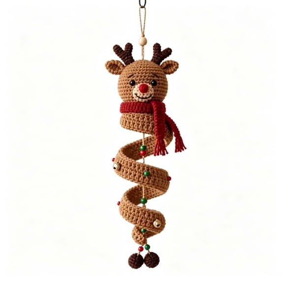 Amigurumi Crochet Kit Christmas Reindeer Ornament Spiral Craft Supplies With Yarn Hook For Holiday DIY Decor