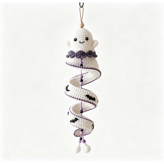 Amigurumi Crochet Kit Halloween Ghost Ornament Spiral Craft Set With Yarn Hook For Autumn Holiday DIY Decor