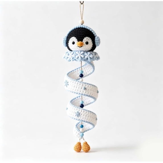 Amigurumi Crochet Kit Winter Penguin Ornament Handmade Holiday Needlework Supplies For Beginner DIY Decor
