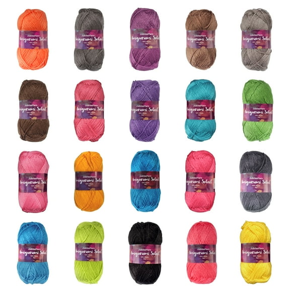 Amigurumi Select 100% Acrylic Craft Yarn - Crochet and Knitting Projects - Lighter Colors - 20 x 50g Skeins Total 2500 yds