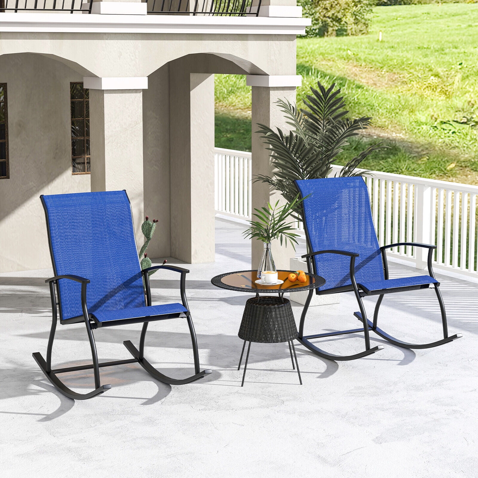 Smooth Rocker Chair Amijoy 2-Piece Patio Rocking Chairs, Outdoor Chair w/ Smooth Rocking ...