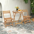 thumbnail image 1 of Amijoy 3 Piece Folding Deck Bistro Set, Solid Acacia Table and Chairs with Slatted Table Top, Backrests and Seats, Collapsible Outdoor Furniture Set, Patio, Backyard, Garden, Nature, 1 of 7