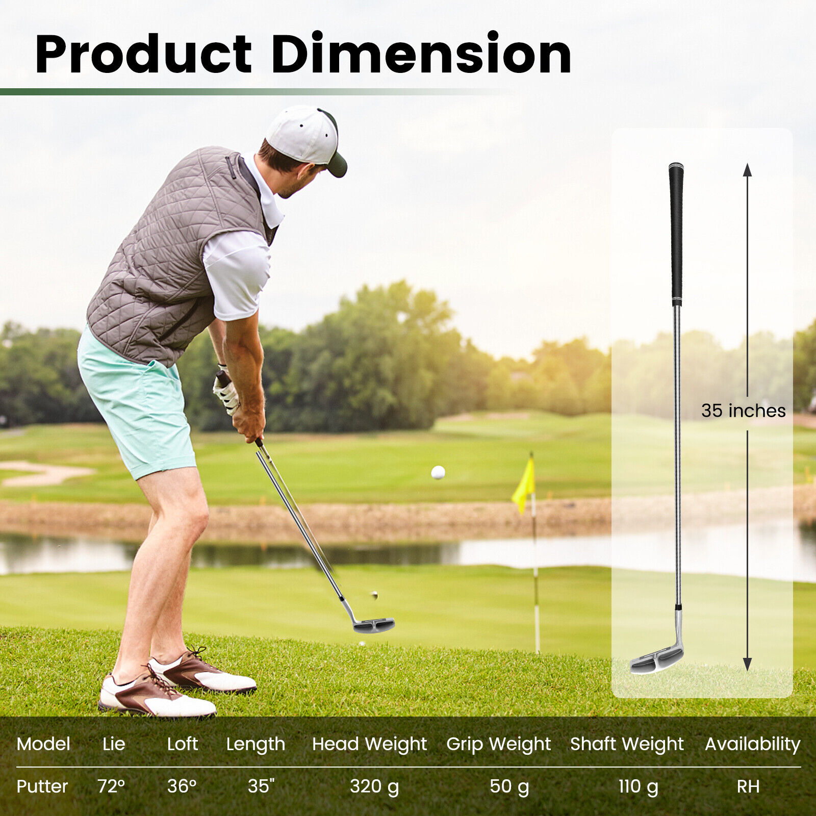 Amijoy Golf Chipper, RightHanded Golf Chipping Club w/ Versatile 36