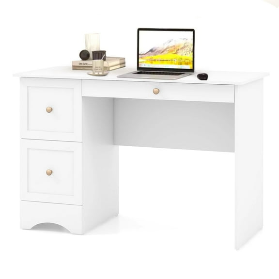 Amijoy Home Office Computer Desk, Versatile Computer Desk with 2 Drawers, Keyboard Tray