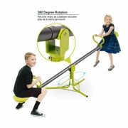 Amijoy Kids Seesaw Swivel Children Teeter Totter Outdoor Play Set for 2 children , 360 Degree Rotation, Impact Absorbing, Home Playground Spinning Equipment