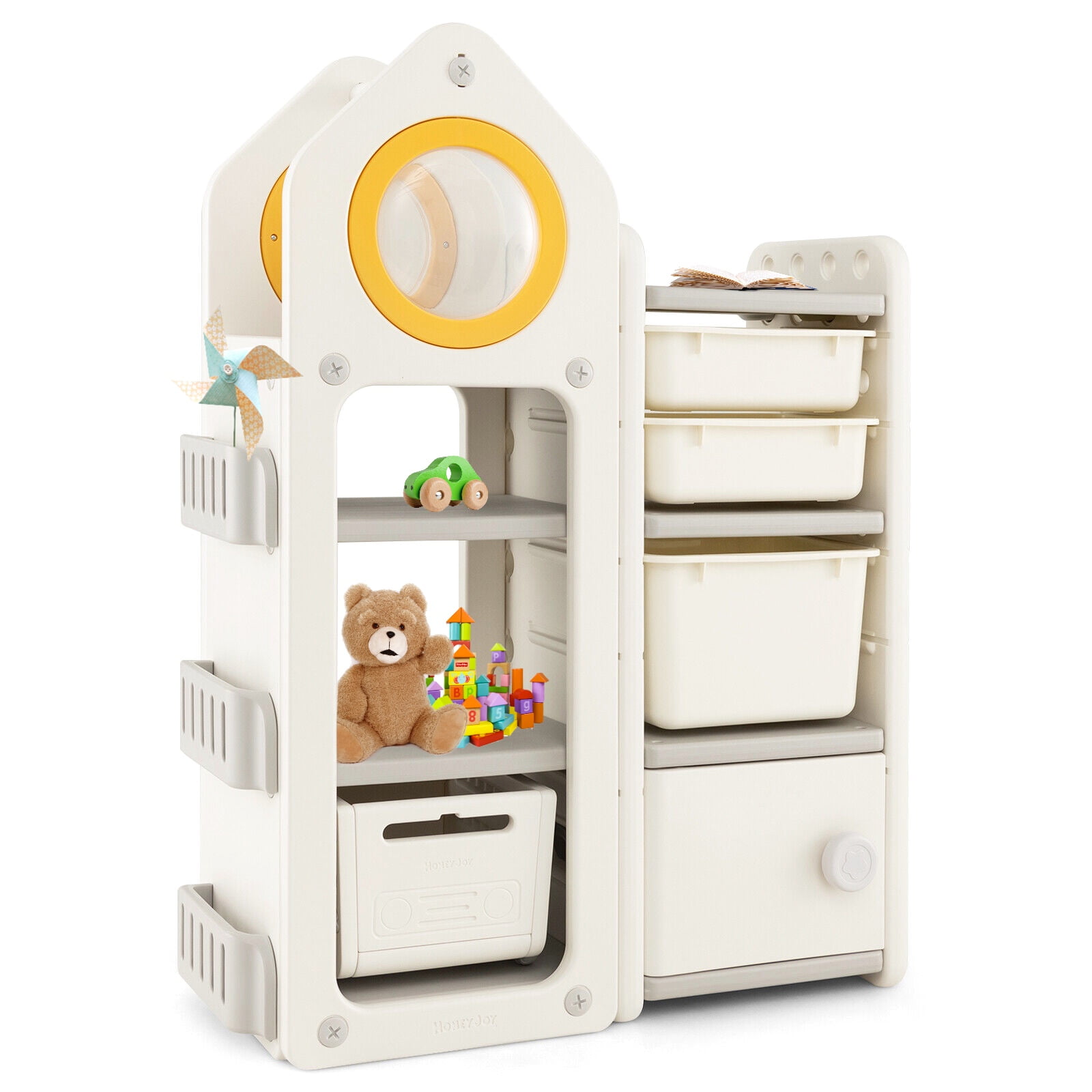Amijoy Kids Toy Storage Organizer, Multipurpose Toy Chest and Bookshelf