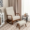thumbnail image 1 of Amijoy Nursery Rocking Chair w/ Ottoman, Upholstered Rocker Chair w/ Footrest, Stable Rubber Frame & Tufted Backrest, Modern Rocking Chairs, 1 of 7