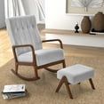 thumbnail image 1 of Amijoy Nursery Rocking Chair w/ Ottoman, Upholstered Rocker Chair w/ Footrest, Stable Rubber Frame & Tufted Backrest, Modern rocking chairs in the living room, 1 of 7