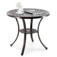 thumbnail image 1 of Amijoy Patio Cast Aluminum Table, 31 Inch Diameter Round Table with Umbrella Hole & Bottom Shelf, 1 of 7