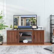 Amijoy TV Stand Entertainment 58" Console Center W/ 2 Cabinets for 65" TV Walnut