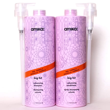 Amika Big Hit Volumizing Shampoo & Conditioner 33.8oz Set with pump