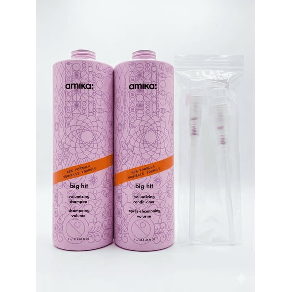 Amika Big Hit Volumizing Shampoo and Conditioner 33.8 FL. OZ Set With Pump