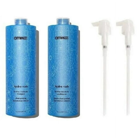 Amika Hydro Rush Instense Moisture Shampoo and Conditioner Duo with pumps