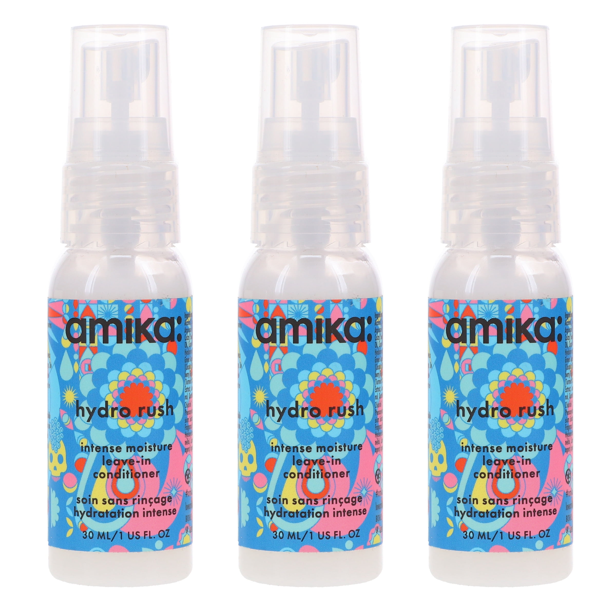Amika Hydro Rush Intense Moisture Leave-in Conditioner 1 oz 3 Pack